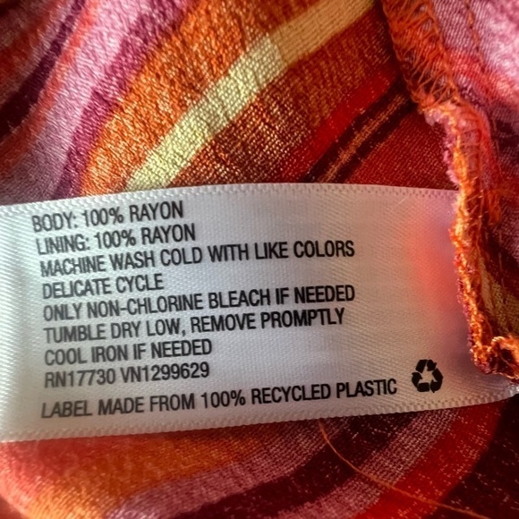 Wild Fable Sleeveless Orange Yellow Pink Striped Tie Back V-Neck Mini Dress M - Picture 11 of 13